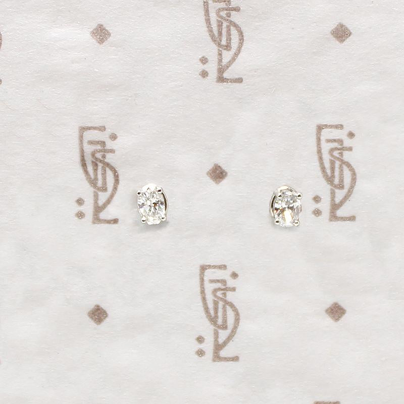 Sparkling Little Oval Cut Diamond Stud Earrings