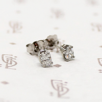 Sparkling Little Oval Cut Diamond Stud Earrings