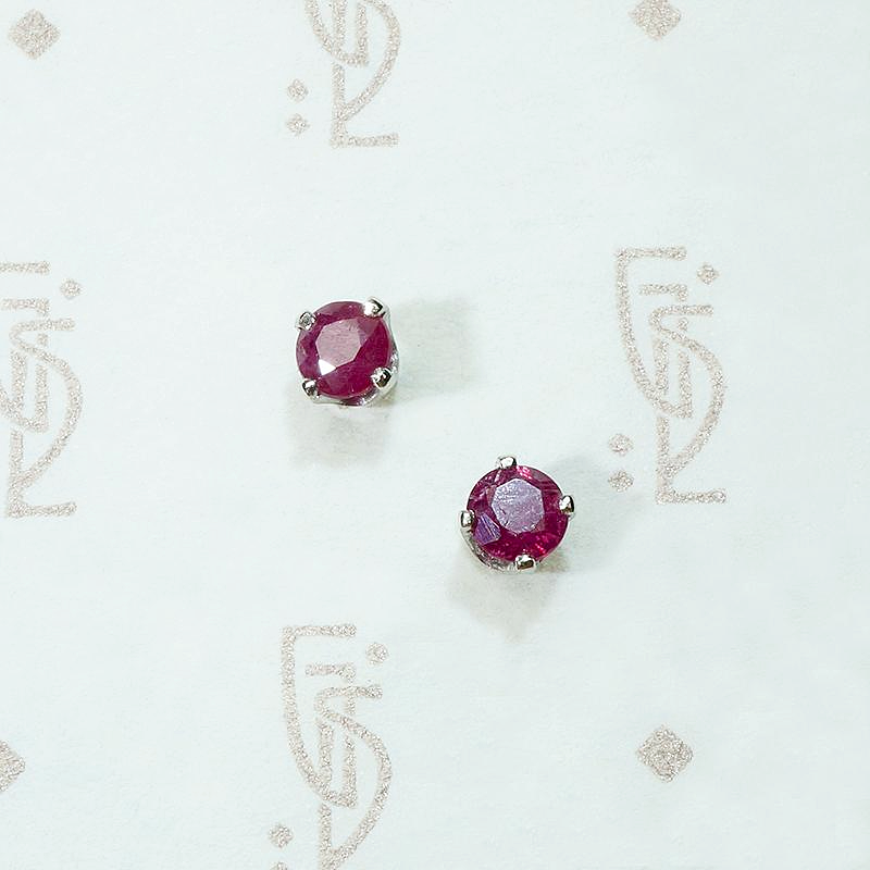 Vivid Vintage Ruby Studs in Platinum
