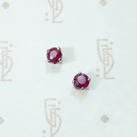 Vivid Vintage Ruby Studs in Platinum