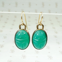 Brilliant Green Chrysoprase Scarab Earrings
