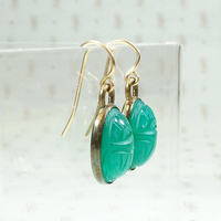 Brilliant Green Chrysoprase Scarab Earrings