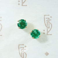 Vibrant Vintage Emerald Stud Earrings