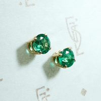 Vibrant Vintage Emerald Stud Earrings