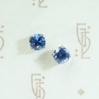 Serene Cornflower Blue Sapphire Studs in Platinum