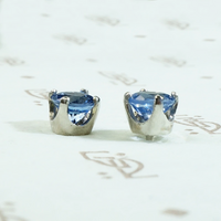 Serene Cornflower Blue Sapphire Studs in Platinum