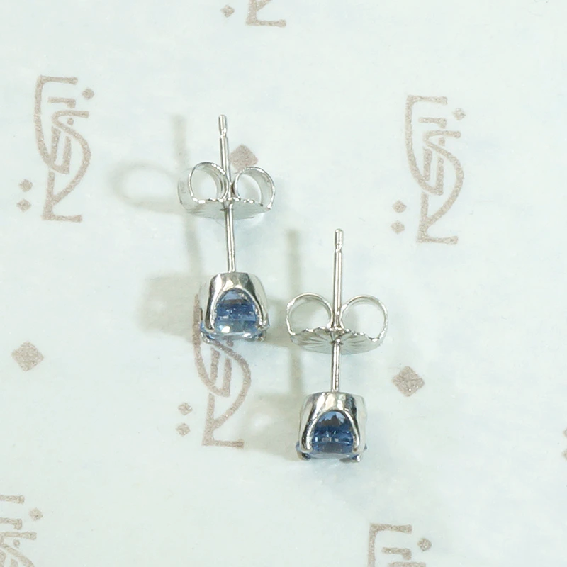 Serene Cornflower Blue Sapphire Studs in Platinum