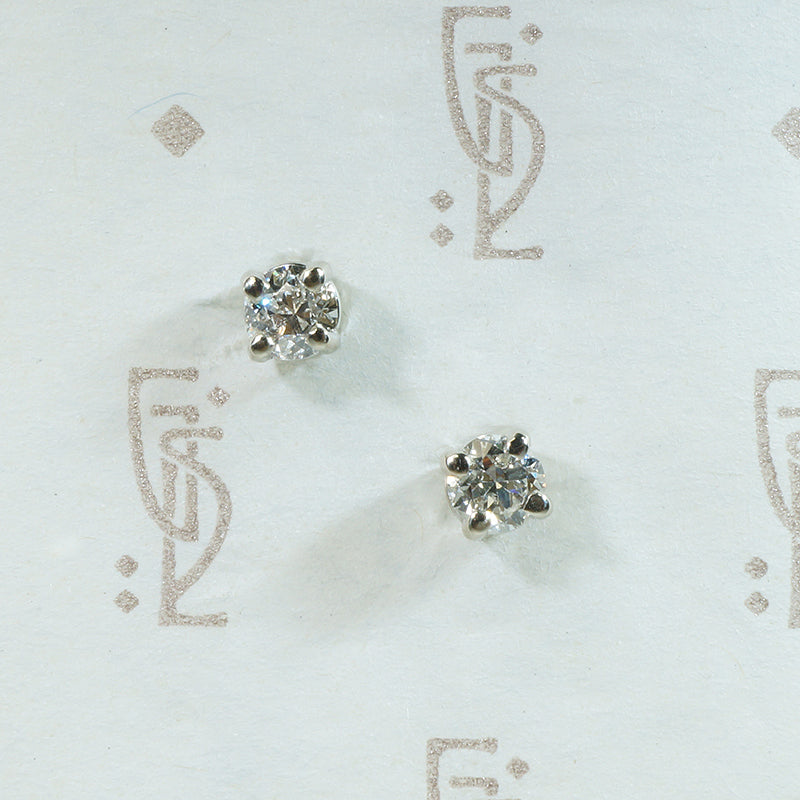 Vintage Diamond Recycled White Gold Studs