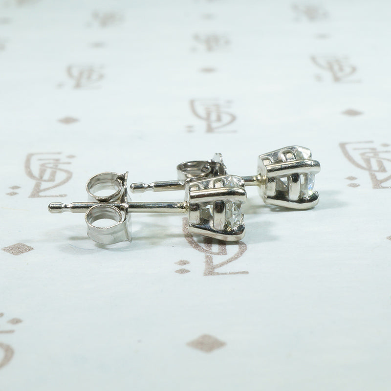 Vintage Diamond Recycled White Gold Studs