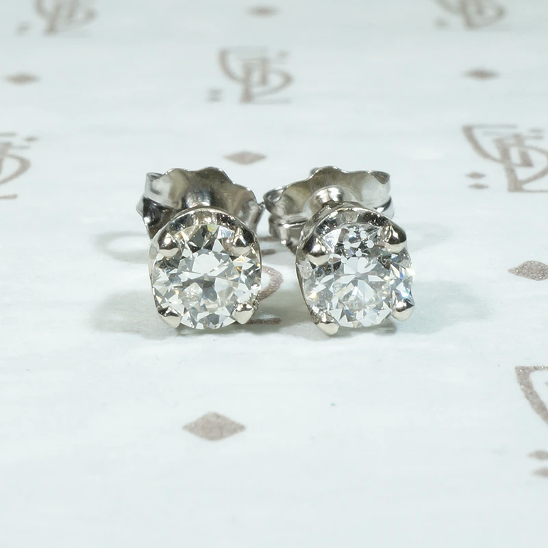 Old European Cut Diamond Stud Earrings