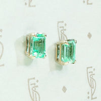 Lush Green Emerald Stud Earrings in White Gold