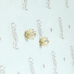 Old Mine Cut Diamond Stud Earrings in Yellow Gold
