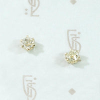 Old Mine Cut Diamond Stud Earrings in Yellow Gold
