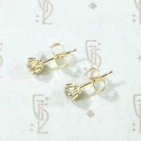 Old Mine Cut Diamond Stud Earrings in Yellow Gold