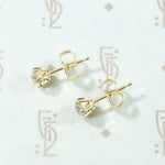 Old Mine Cut Diamond Stud Earrings in Yellow Gold