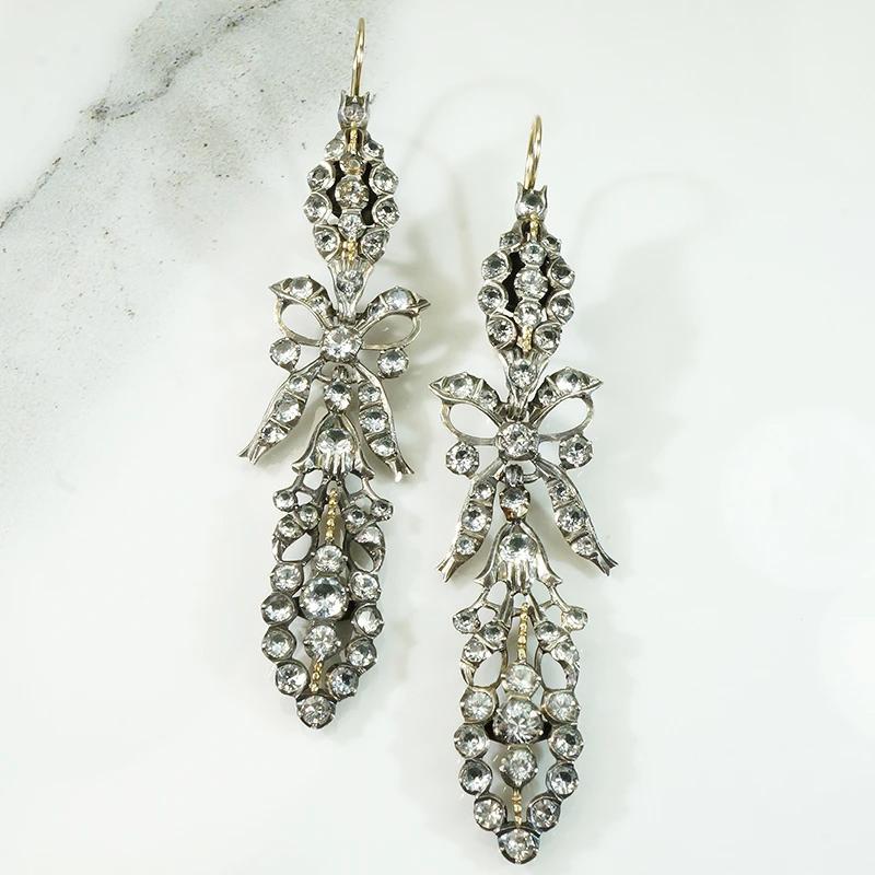 Dazzling Early Victorian Black Dot Paste Earrings