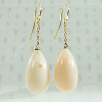 Pendeloque Coral Ear Drops in Gold