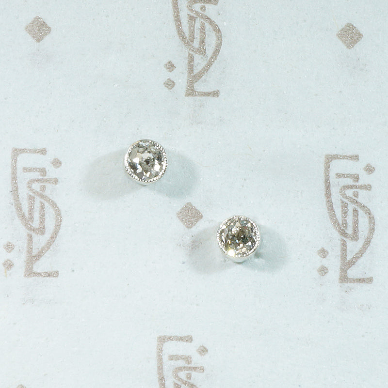 Antique Platinum Diamond Stud Earings