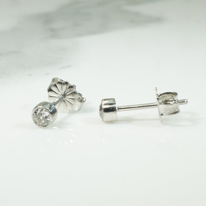Antique Platinum Diamond Stud Earings