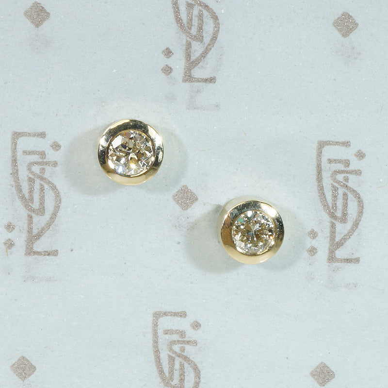 Vintage Diamond Gold Bezel Studs
