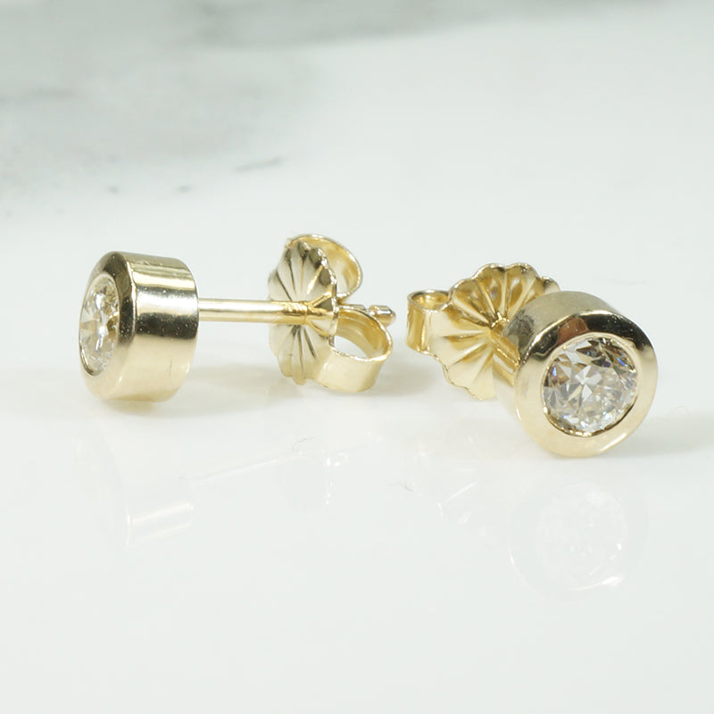Vintage Diamond Gold Bezel Studs