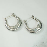 Engraved Sterling Silver Vintage Hoops