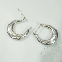 Engraved Sterling Silver Vintage Hoops