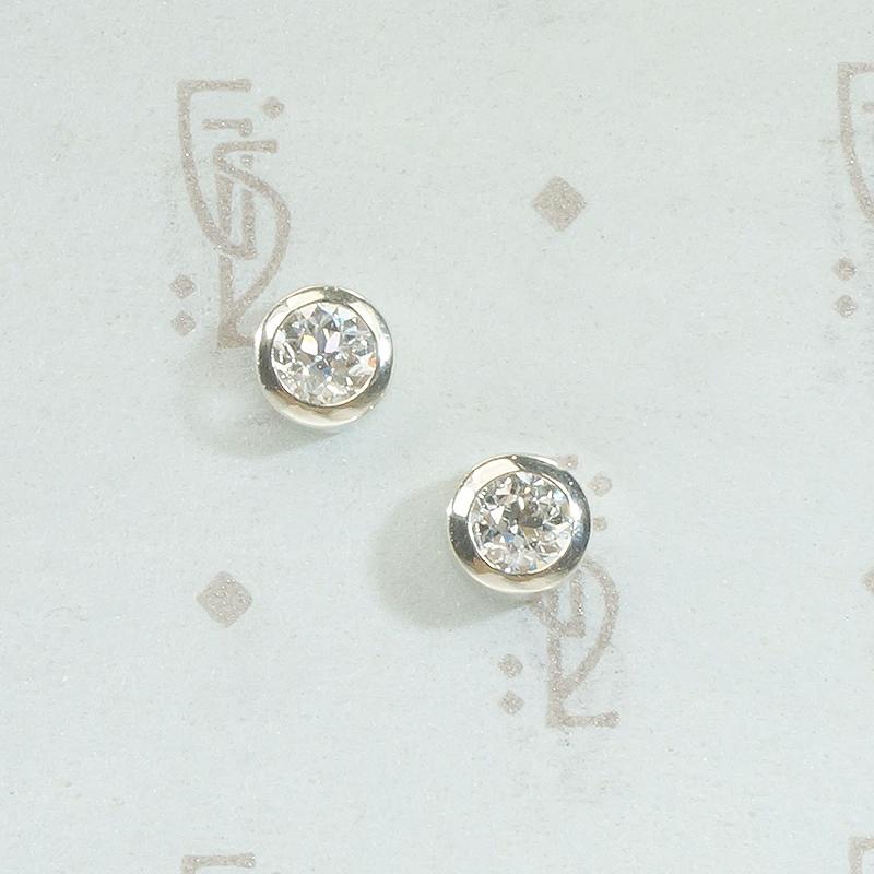 Vintage Diamond Bezel Set White Gold Studs