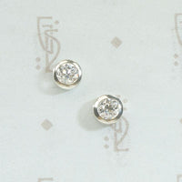 Vintage Diamond Bezel Set White Gold Studs
