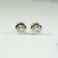 Vintage Diamond Bezel Set White Gold Studs