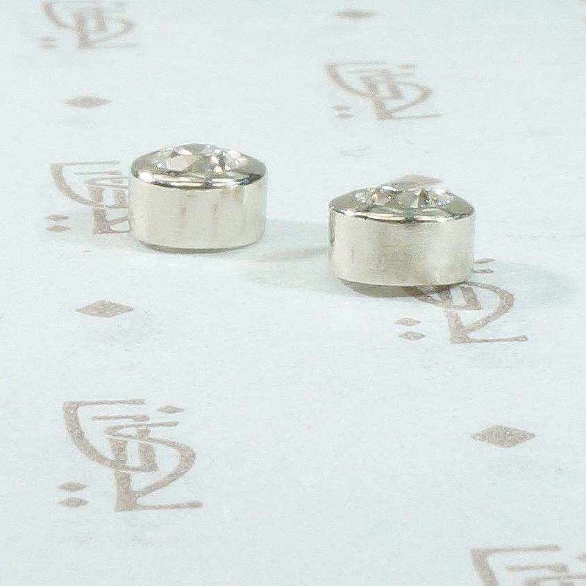Vintage Diamond Bezel Set White Gold Studs