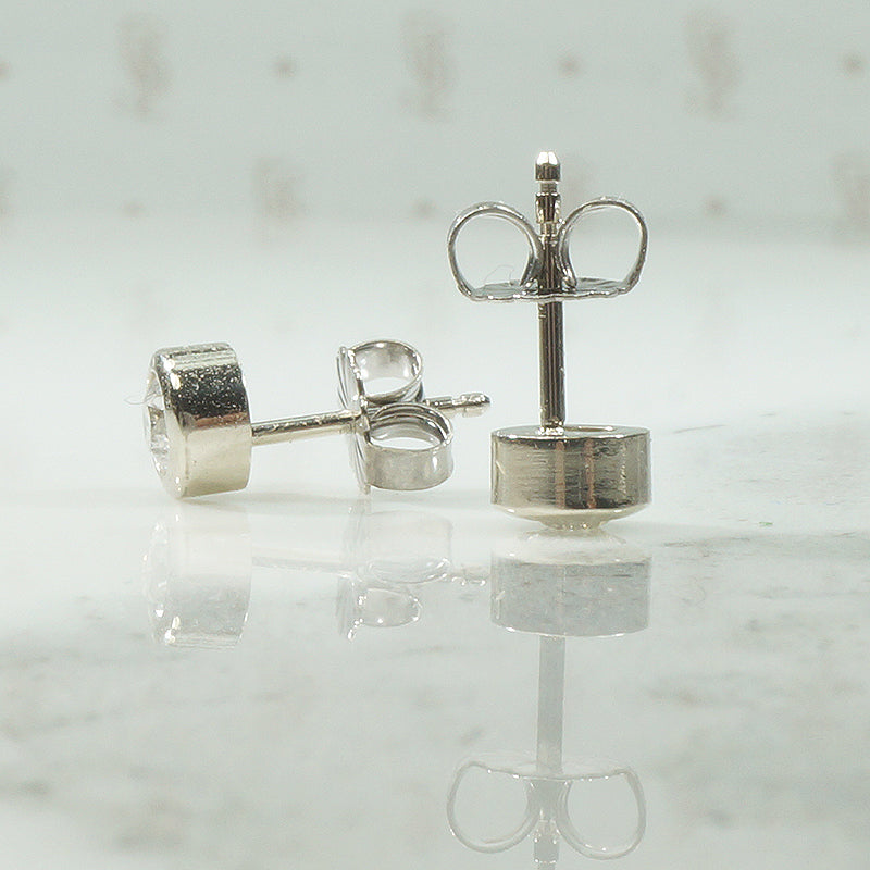 Vintage Diamond Bezel Set White Gold Studs