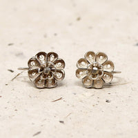 Fanciful Silver Filigree Flower Earrings
