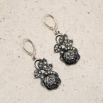 Romantic Rose Earrings in Silver & Marcasites