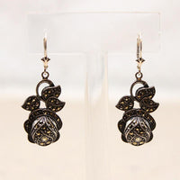 Romantic Rose Earrings in Silver & Marcasites