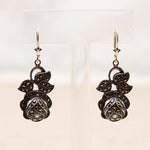Romantic Rose Earrings in Silver & Marcasites