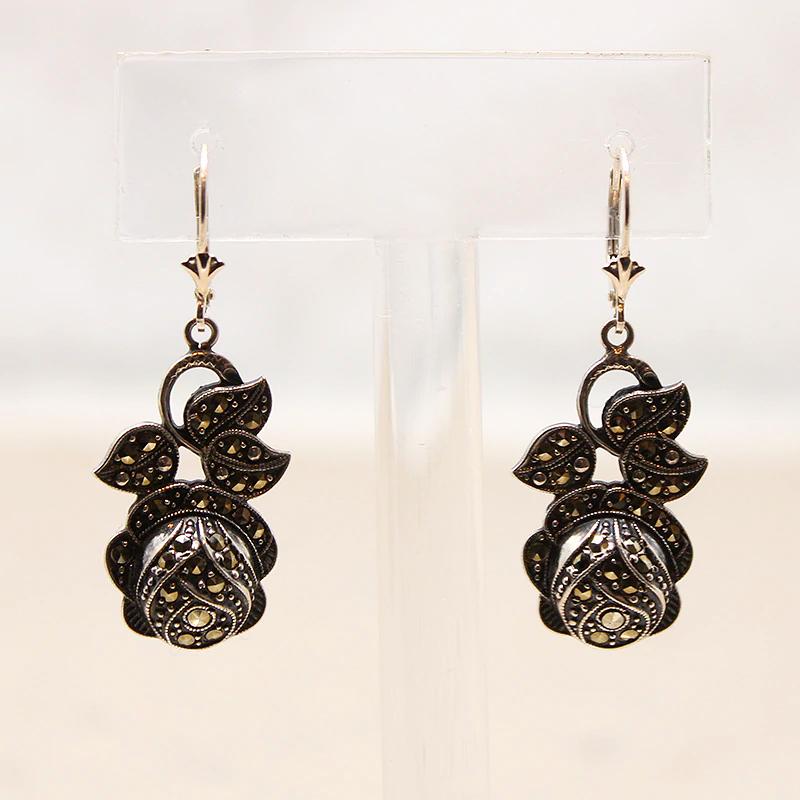 Romantic Rose Earrings in Silver & Marcasites