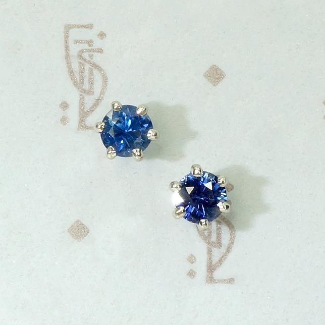 Velvety Twilight Blue Sapphire Stud Earrings