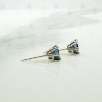 Velvety Twilight Blue Sapphire Stud Earrings