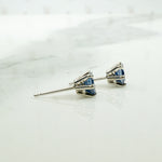 Velvety Twilight Blue Sapphire Stud Earrings