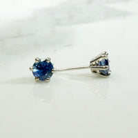 Velvety Twilight Blue Sapphire Stud Earrings