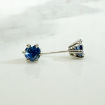Velvety Twilight Blue Sapphire Stud Earrings
