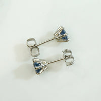 Velvety Twilight Blue Sapphire Stud Earrings