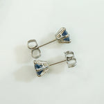 Velvety Twilight Blue Sapphire Stud Earrings