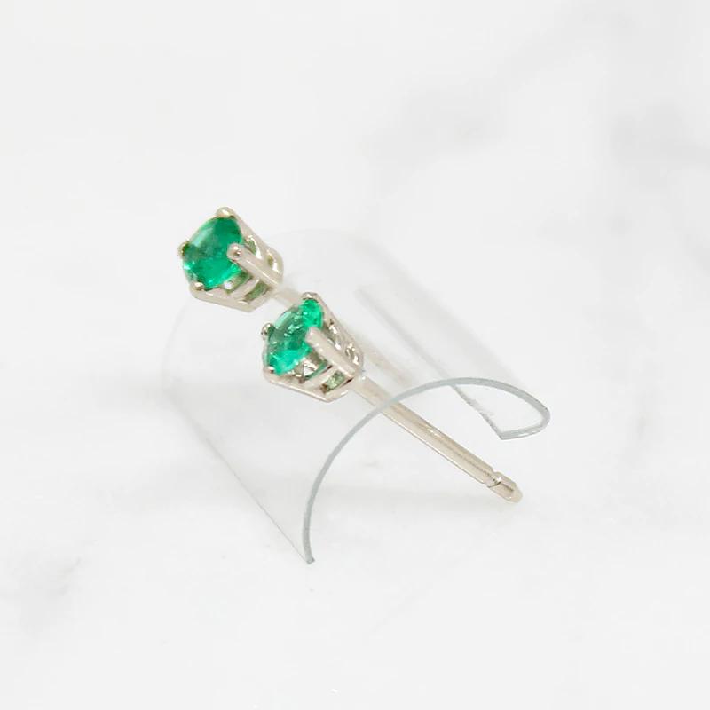 Fresh Green Emerald Stud Earrings