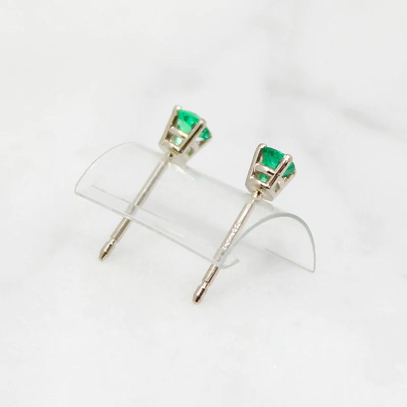 Fresh Green Emerald Stud Earrings