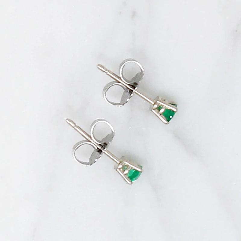 Fresh Green Emerald Stud Earrings