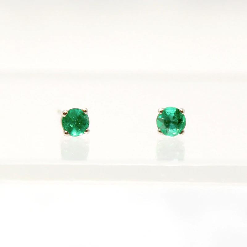 Fresh Green Emerald Stud Earrings