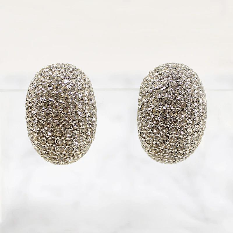 Fabulous Fat Half-Hoop Rhinestone Earrings
