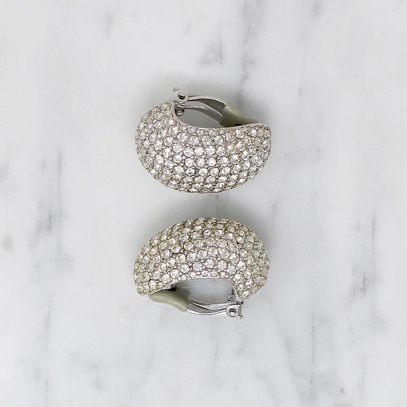 Fabulous Fat Half-Hoop Rhinestone Earrings
